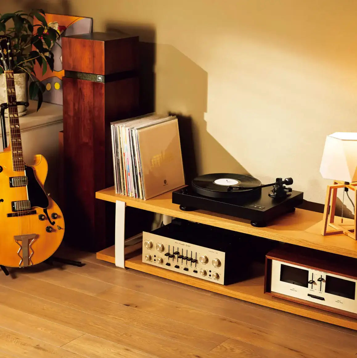 Audio-Technica AT-LP8X direct-drive turntable with free Shibata stylus, semi-automatic record player, sleek design setup in room