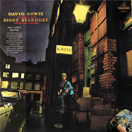iggy Stardust half-speed vinyl by David Bowie, glam rock LP, iconic album cover