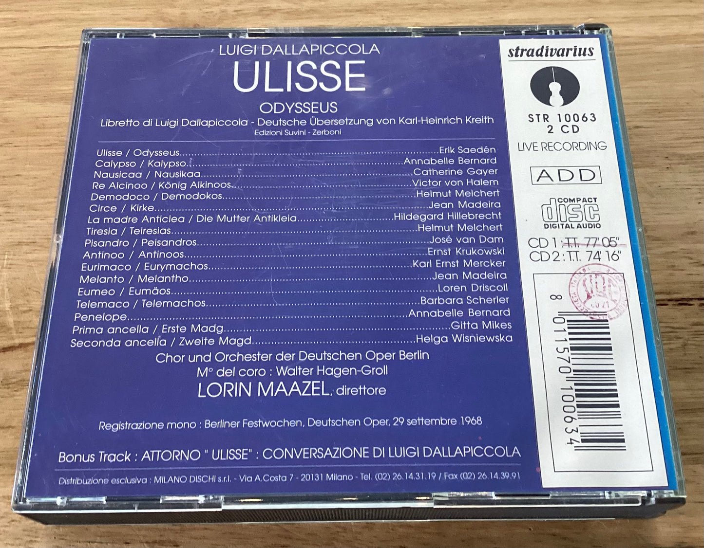 Dallapiccola : Ulisse Odysseus, Saeden, Bernard, Gayer, Maazel – Stradivarius STR 10063 2xCD