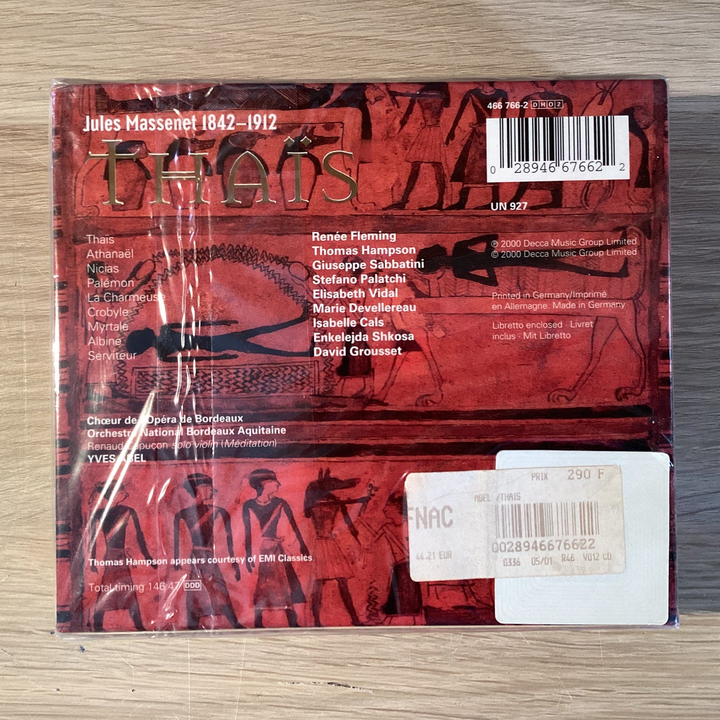 Massenet - Thaïs, Fleming, Hampson, Sabbatini, Yves Abel. EU 2000 Decca – 466 766-2 2xCD Box Set