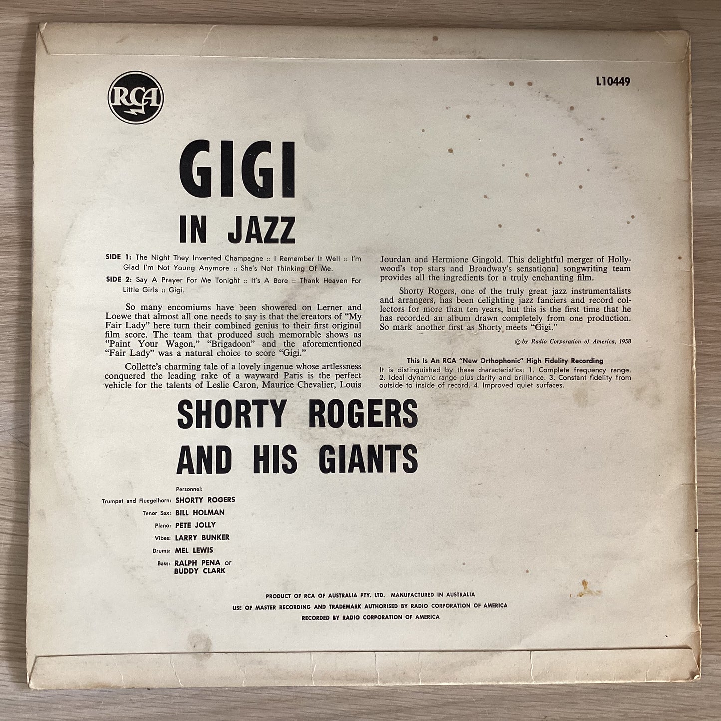 Shorty Rogers And His Giants – "Gigi" In Jazz, Australia 1958 RCA - L10449