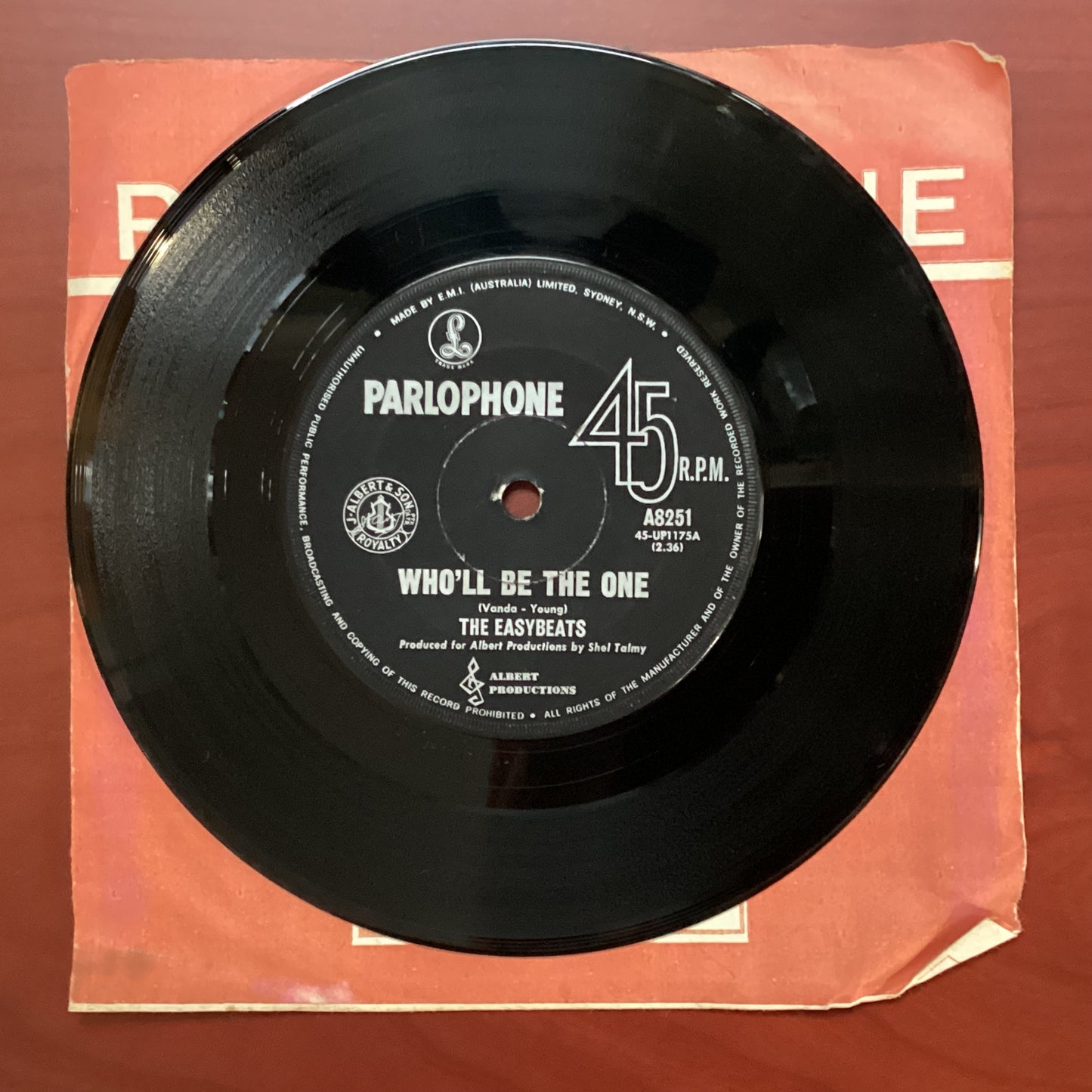 The Easybeats – Who'll Be The One, 7" Single, Australia 1967, Parlophone – A8251