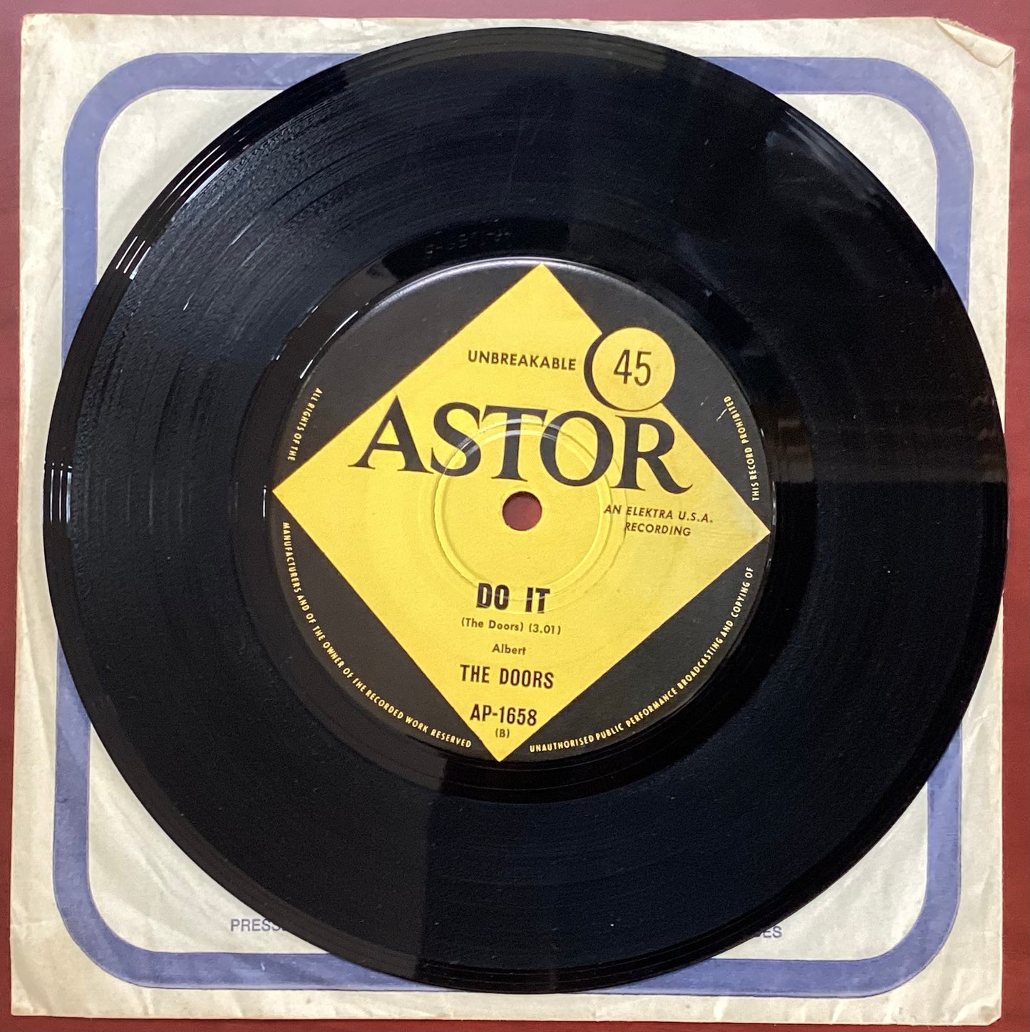 The Doors – Runnin' Blue, 7" Single Australia 1969 Astor – AP-1658 (Mono)