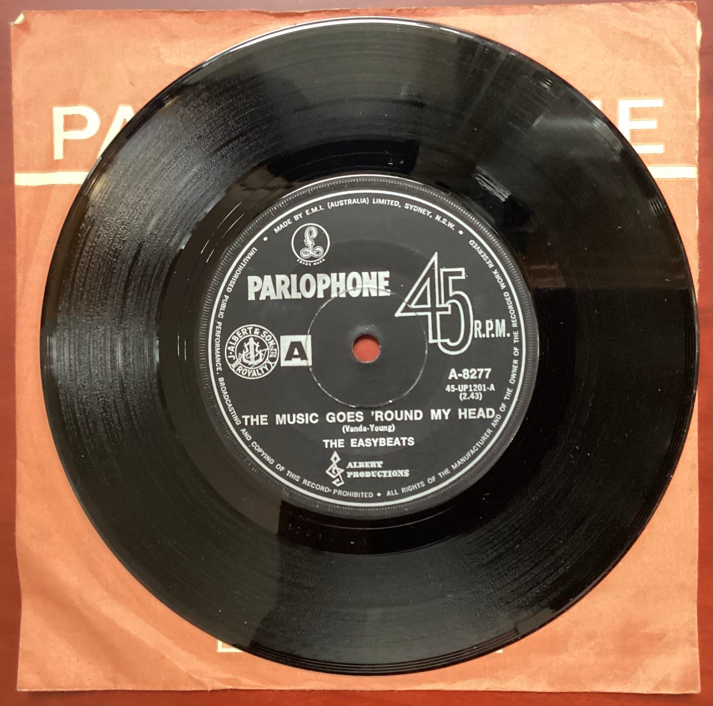 The Easybeats – The Music Goes Round My Head, 7" Single, Australia 1967, Parlophone – A-8277
