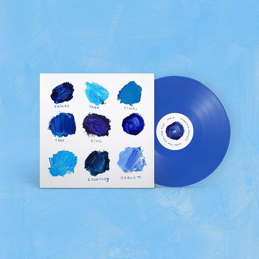 Courtney Barnett Things Take Time, Take Time blue vinyl LP, 2021 indie rock album, soft pastel blue abstract cover art