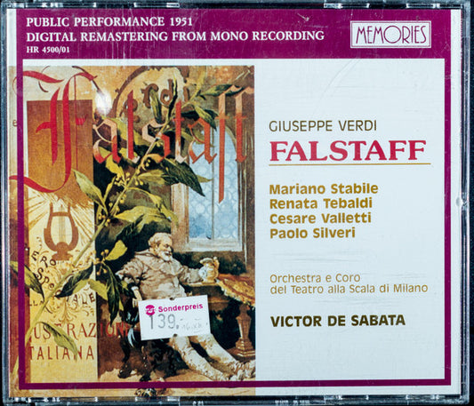 Giuseppe Verdi - Mariano Stabile, Renata Tebaldi, Cesare Valletti, Paolo Silveri, Orchestra E Coro Del Teatro Alla Scala, Victor De Sabata – Falstaff. Italy 1993 Memories – HR 4500/01