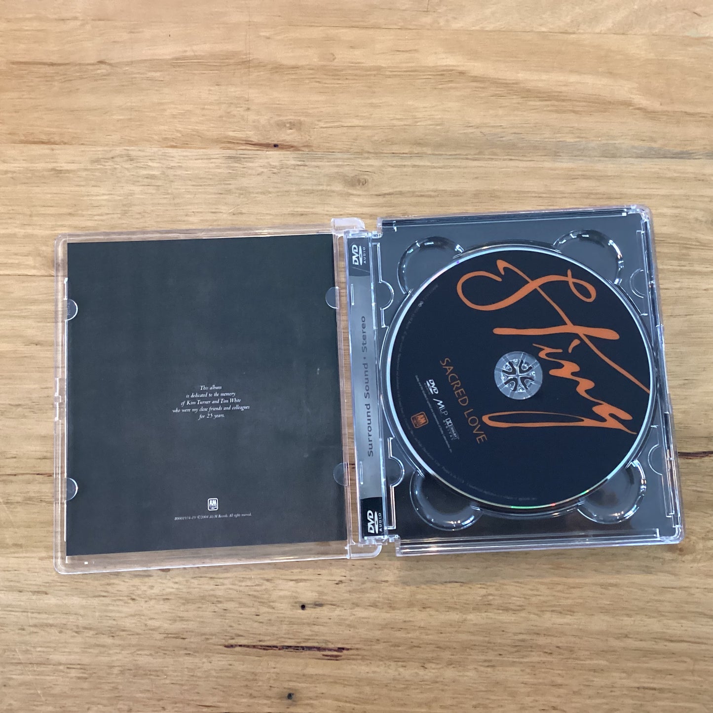 Sting – Sacred Love, US 2003 A&M Records – B0001934-19 - Multichannel DVD-Audio