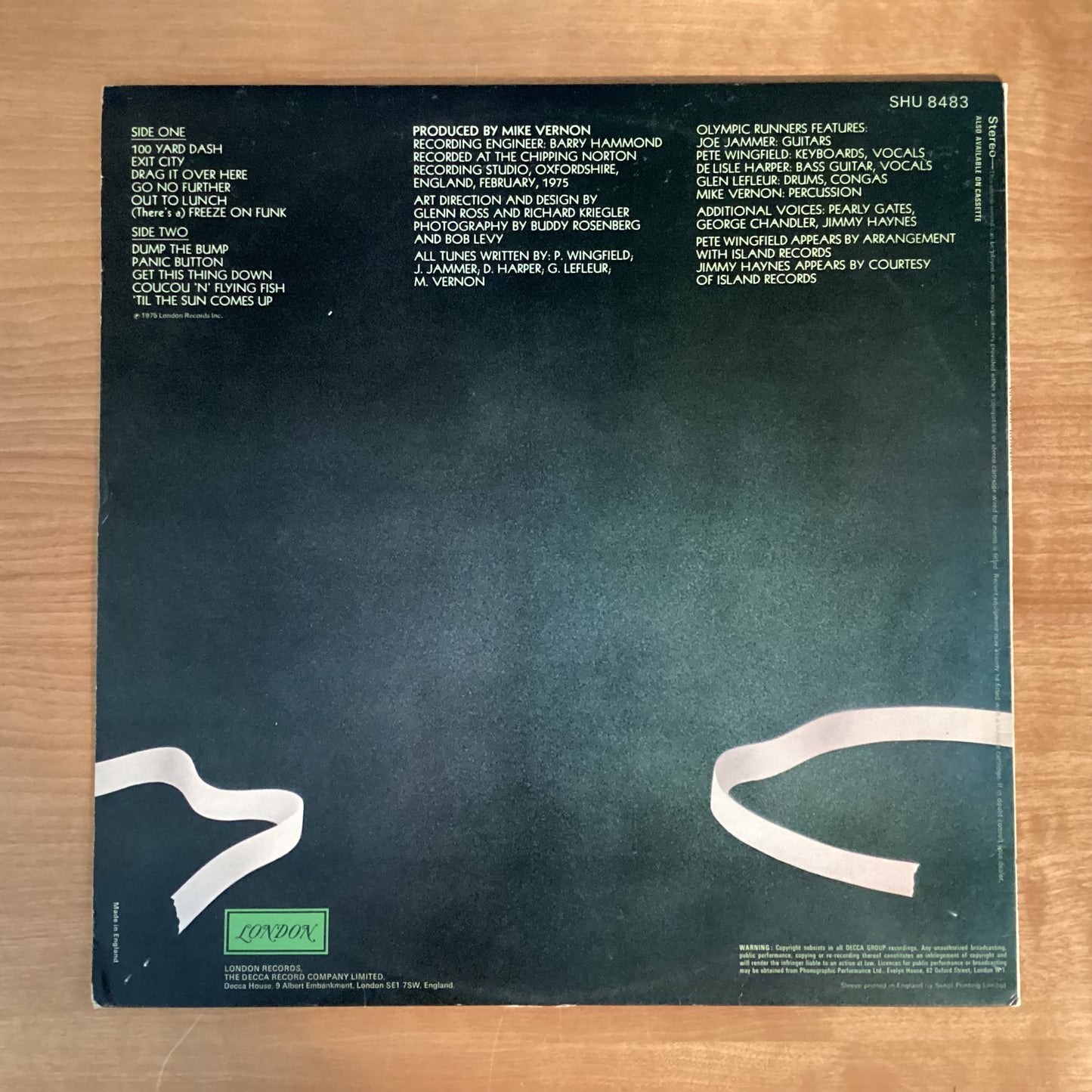 Olympic Runners – Out In Front, 1975 UK London Records – SHU 8483 - Factory Sample