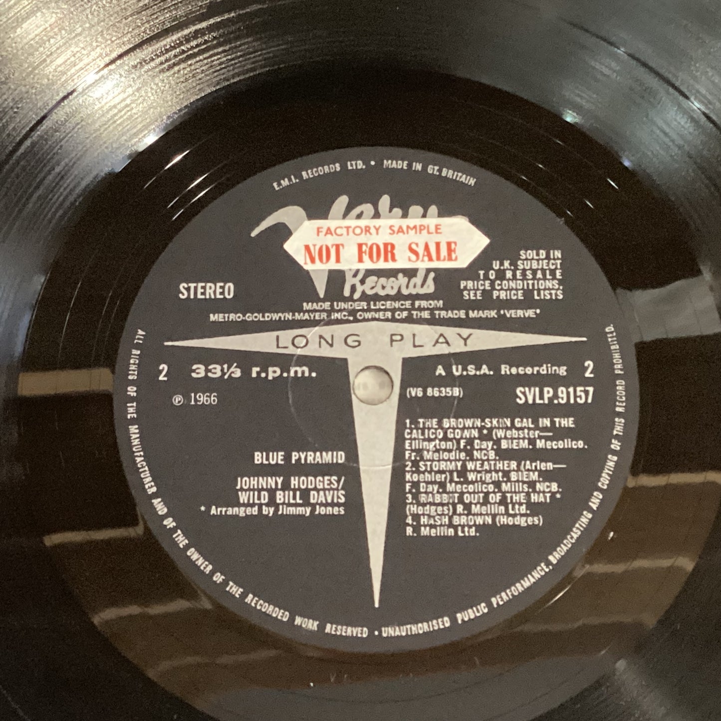 Johnny Hodges - Wild Bill Davis – Blue Pyramid. UK 1966 Verve Records – SVLP 9157 (Promo.) Vinyl LP