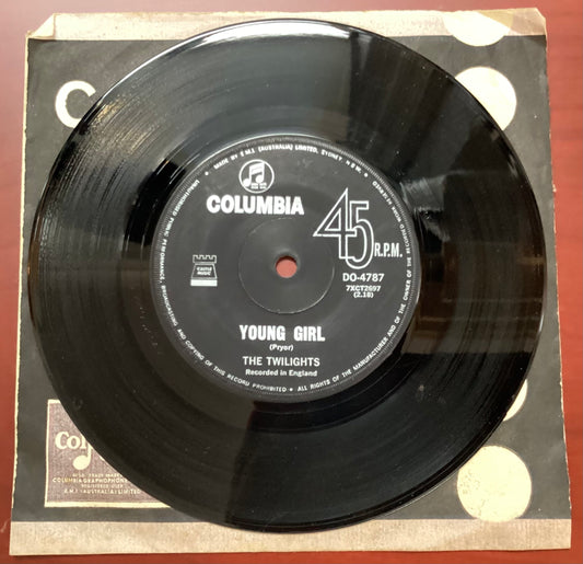 The Twilights, Young Girl - Time And Motion Study Man, 7" Single, Australia 1967, Columbia ‎– DO-4787