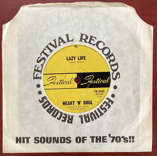 Heart 'N' Soul ‎– Lazy Life, 7" Single, Australia 1969, Festival Records ‎– FK-2949