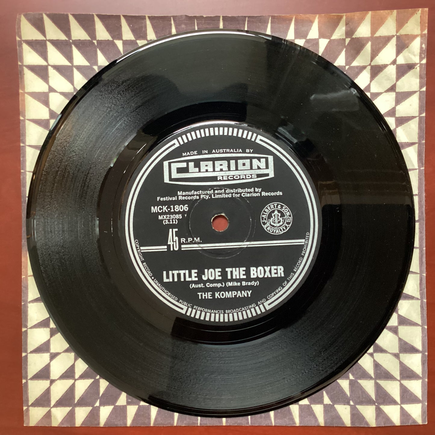 The Kompany ‎– Little Joe The Boxer, 7" Single, Australia 1967, Clarion Records ‎– MCK-1806