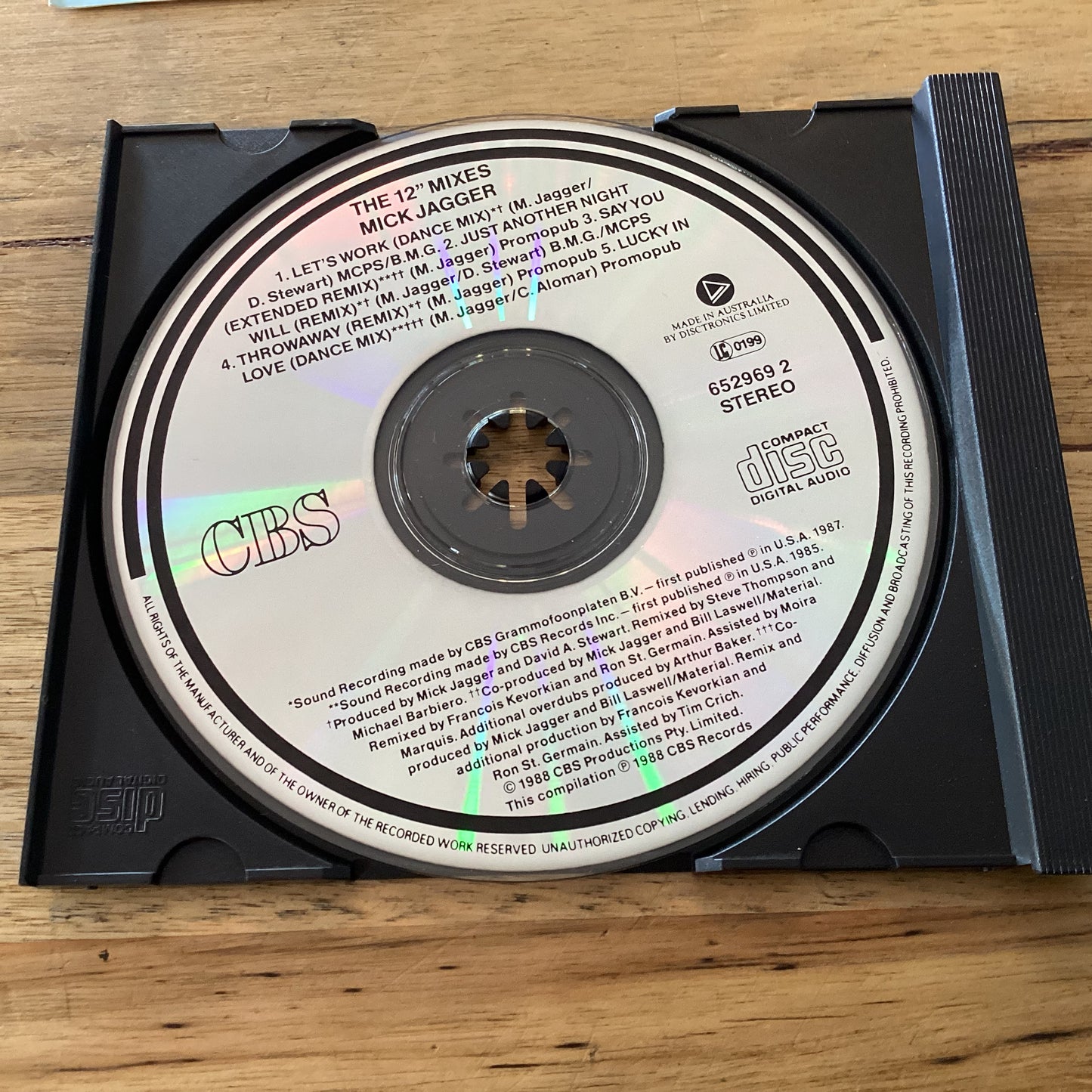 Mick Jagger – The 12" Mixes, Australia 1988 CD, CBS – 652969 2