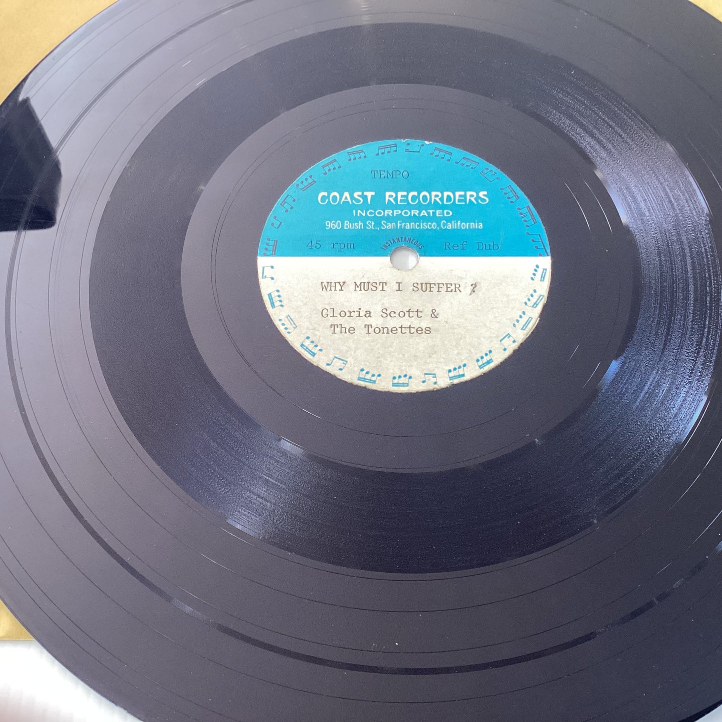 Gloria Scott & The Tonettes, 10" Transco Acetate 45 rpm