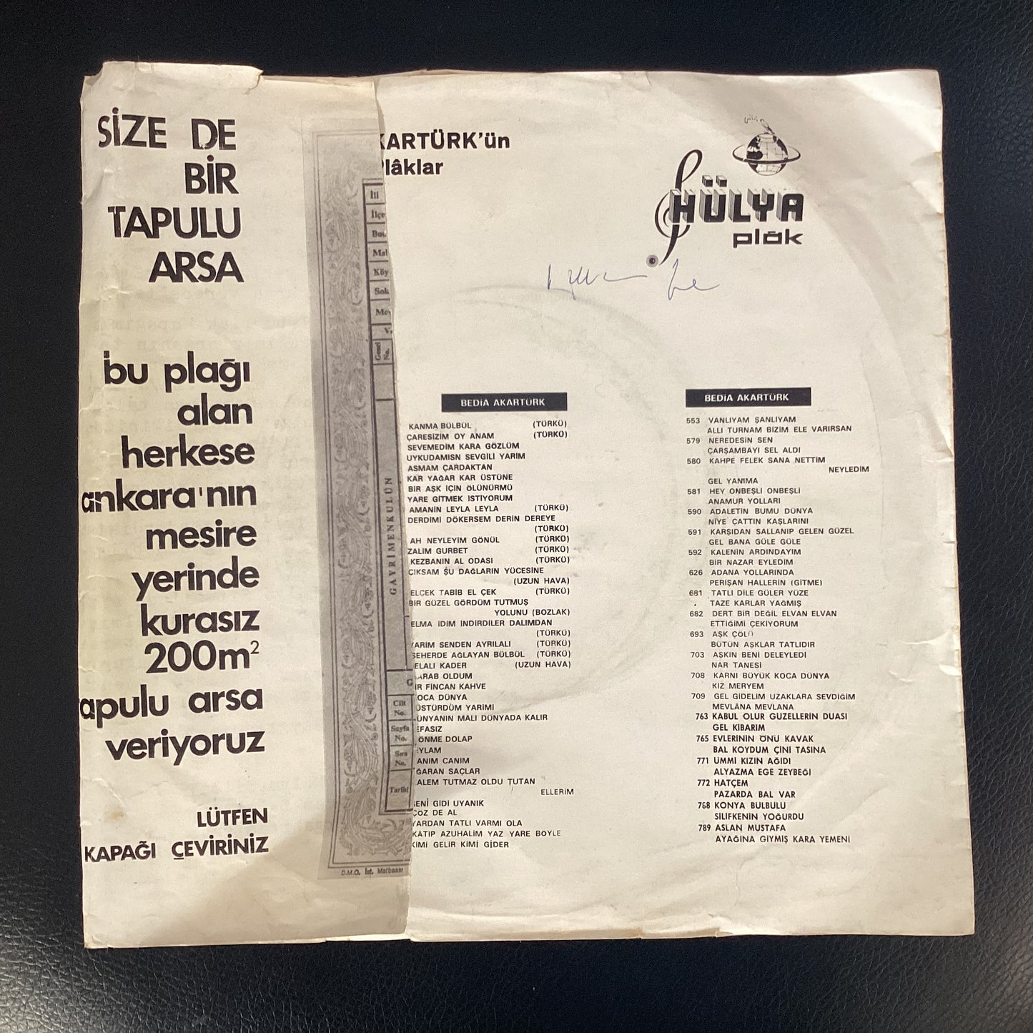 Bedia Akarturk - . Görsev – 36, Turkish Hülya Plak, 2x7" Picture Sleeve