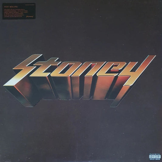 Album cover for Post Malone – Stoney with 'Stoney' text on a dark background