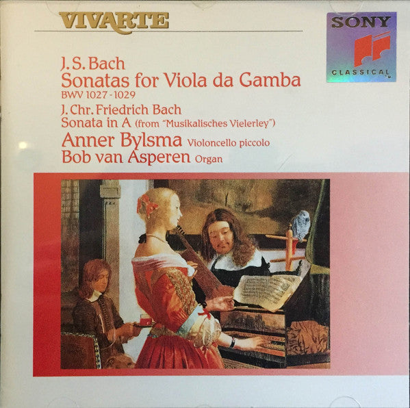 J. S. Bach, J. Chr. Friedrich Bach, Anner Bylsma, Bob van Asperen – J. S. Bach Sonatas For Viola Da Gamba Bwv 1027-1029 . Sonata In A (From "Musikalisches Vielerley"), EU 1990 Sony Classical – SK 45945