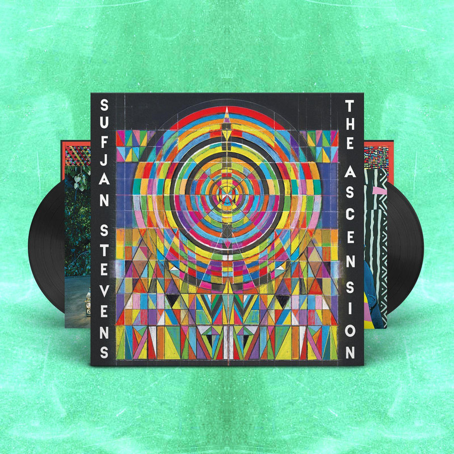 The Ascension 2x vinyl by Sufjan Stevens, electronic art-pop LP, colourful geometric cover