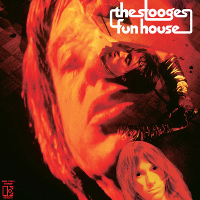 Fun House red/black split vinyl LP by The Stooges, collectible vinyl proto-punk album, chaotic live-action cover artwork