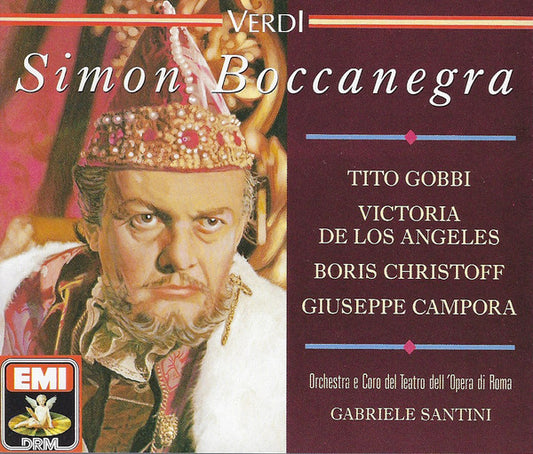 Verdi - Simon Boccanegra, Gobbi, De Los Angeles, Boris Christoff. 2xCD 1990 W. Germany  EMI DRM ‎– CMS 7 63513 2