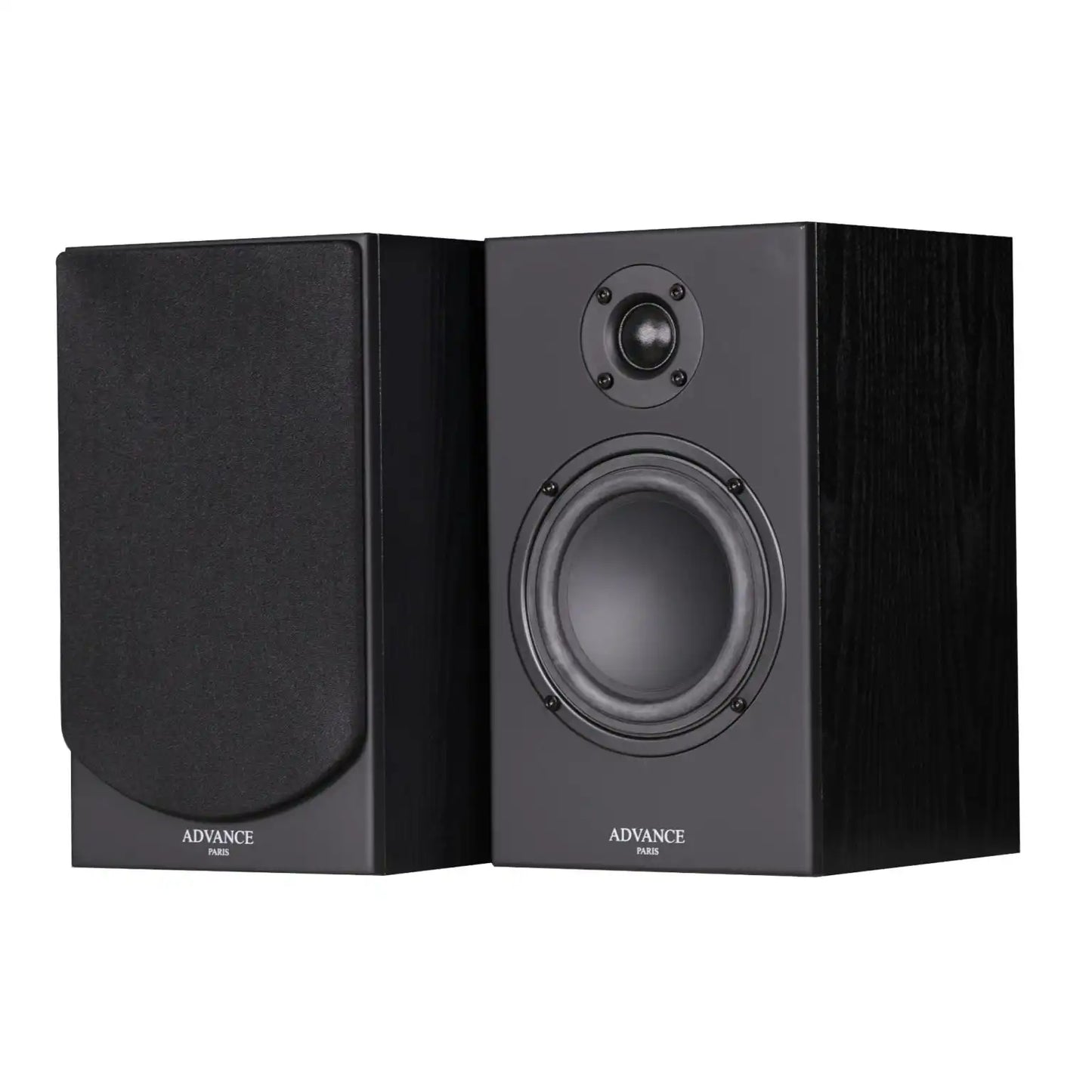 side view of Advance Paris KC 100 passive bookshelf speakers as a pair