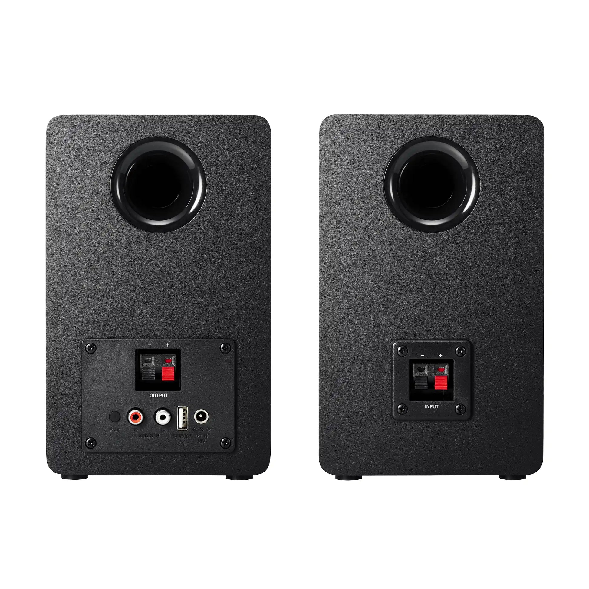 Audio-Technica AT-SP3X powered Bluetooth bookshelf speakers rear view