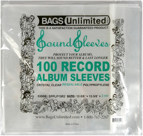 100 Pack of Clear 12 Inch Resealable Record Sleeves  -  Bags Unlimited SPPLP15R