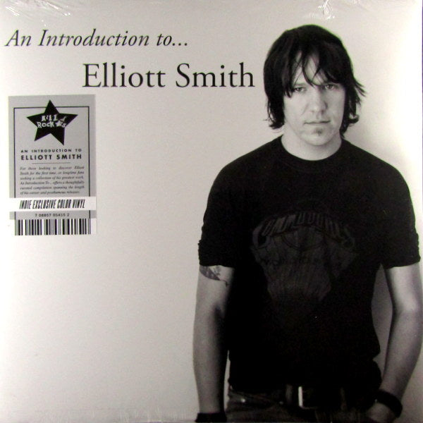 Silver Vinyl LP cover of Elliott Smith album 'An Introduction To...' featuring a black and white photo of Elliott Smith.