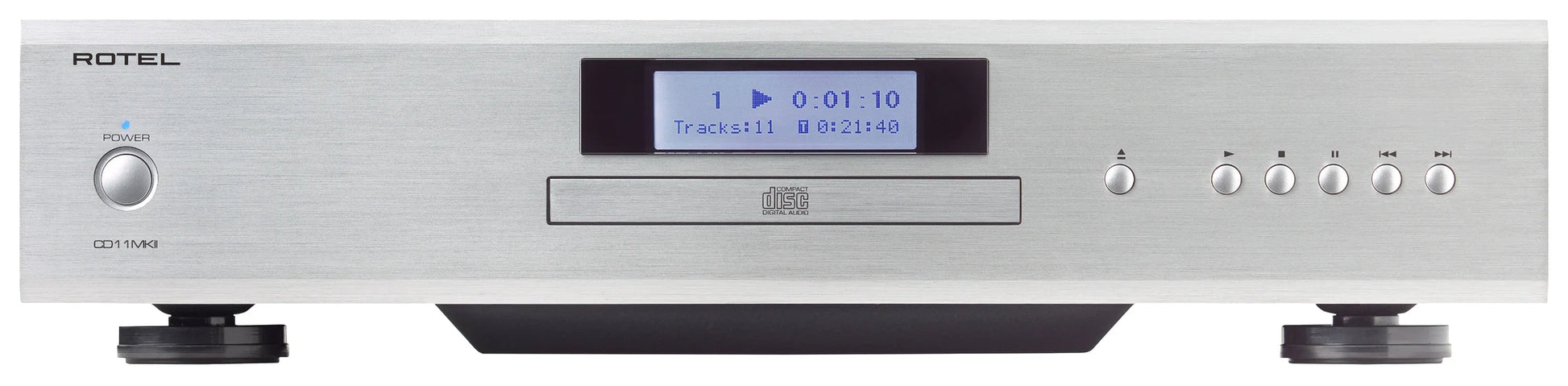 Rotel CD11MKII CD Player, sleek silver hi-fi component front view of silver version
