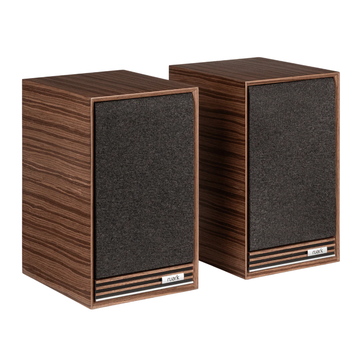side view of Ruark Sabre-R Bookshelf Speakers, black compact hi-fi stereo speakers
