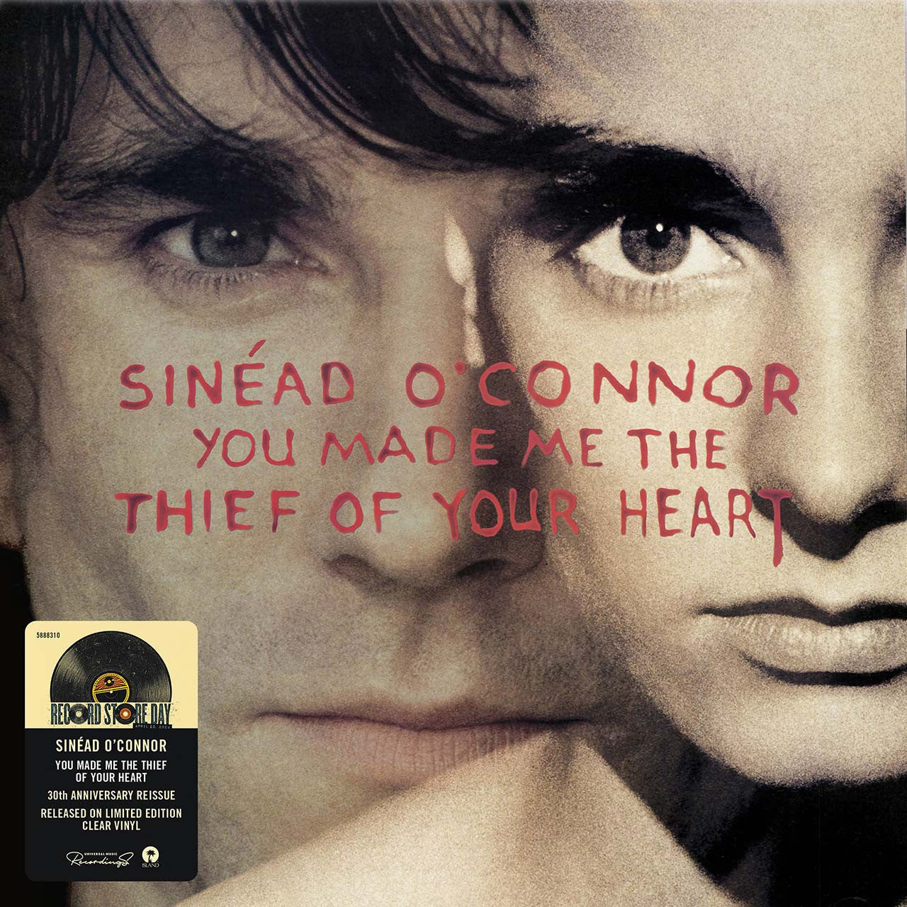 Clear vinyl LP cover featuring a close-up photograph of Sinéad O'Connor with the album title 'You Made Me The Thief Of Your Heart' printed at the top.