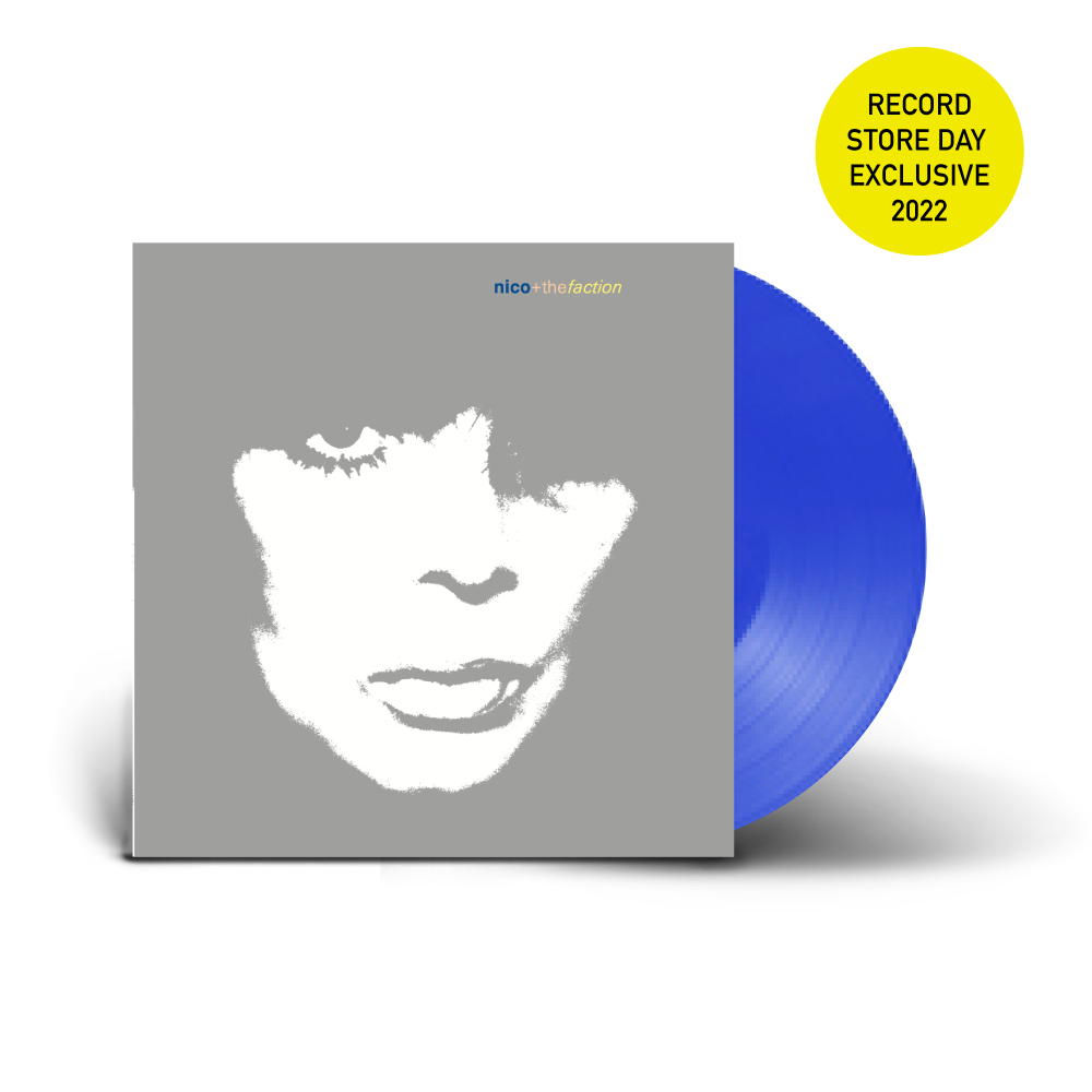 Camera Obscura blue vinyl LP by Nico + The Faction, post-punk; moody gothic album artwork