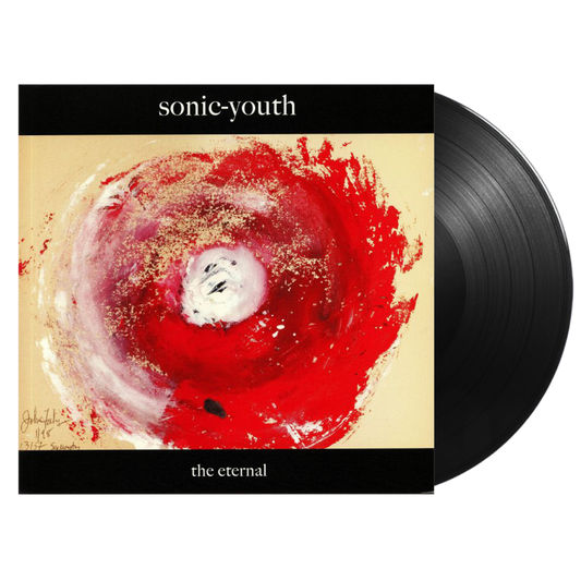 Sonic Youth - The Eternal album cover, featuring a painting with red and gold colours and the band's name.